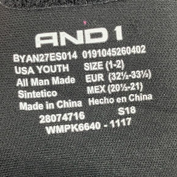 AND1 Black White Hook And Loop Lightweight Slip On Youth Slide Sandal Shoes - Picture 6 of 8